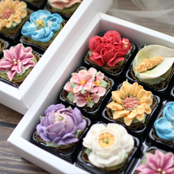 (風呂敷ラッピング)あんフラワークッキー9個入り お歳暮 食べられるお花！あんこのお花！ 和菓子 2枚目の画像