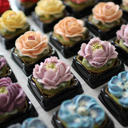 (風呂敷ラッピング)あんフラワークッキー9個入り お歳暮 食べられるお花！あんこのお花！ 和菓子 7枚目の画像