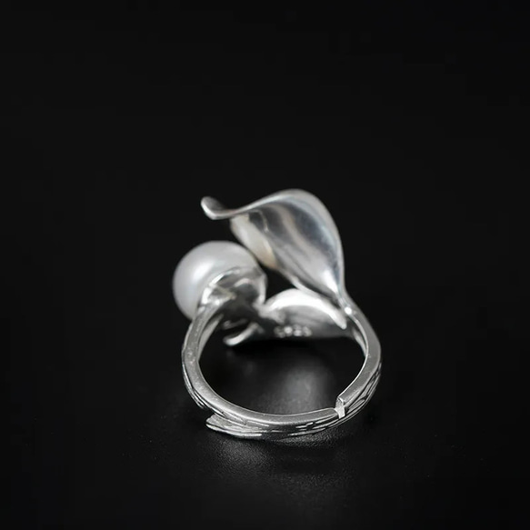 Leaf & Perl Silver Free Ring  SV925　美しき曲線 5枚目の画像