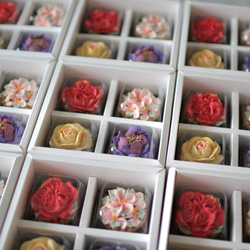 (風呂敷ラッピング)あんフラワークッキー４個入り お歳暮 食べられるお花！あんこのお花！ 4枚目の画像