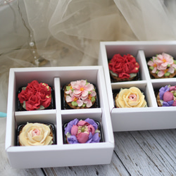 (風呂敷ラッピング)あんフラワークッキー４個入り お歳暮 食べられるお花！あんこのお花！ 8枚目の画像