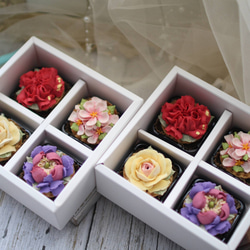 (風呂敷ラッピング)あんフラワークッキー４個入り お歳暮 食べられるお花！あんこのお花！ 7枚目の画像