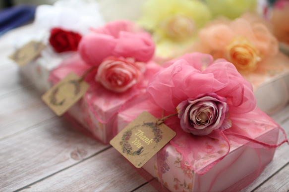 (風呂敷ラッピング)あんフラワークッキー４個入り お歳暮 食べられるお花！あんこのお花！ 2枚目の画像