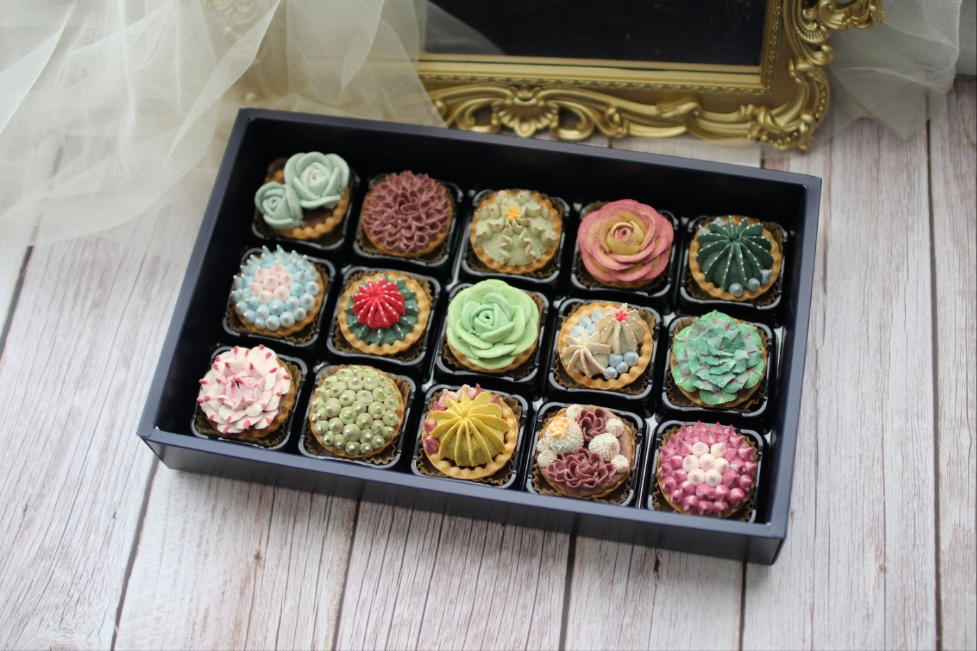 (風呂敷ラッピング)多肉植物クッキー15個入り  お歳暮 食べられる多肉植物！あんこの多肉植物！