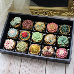 (風呂敷ラッピング)多肉植物クッキー15個入り  お歳暮 食べられる多肉植物！あんこの多肉植物！ 7枚目の画像