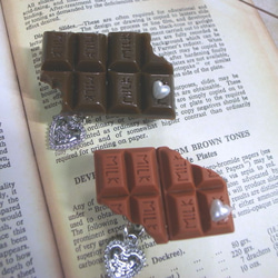帯留め/帯留　チョコレート/板チョコ/チョコ＆ハート　スイーツ　ミルク 4枚目の画像