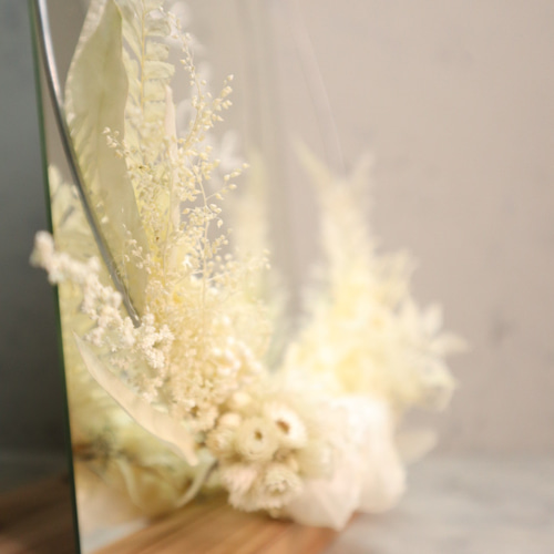 ドライフラワー × ウェルカムボード 結婚式 鏡 花 ミラー