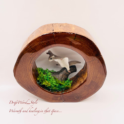 一つ限りの流木アート 羽ばたくエゾモモンガ ジオラマ 流木 フィギュア 置物 インテリア レジン モモンガ N4 2枚目の画像