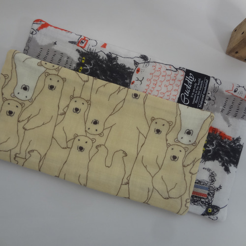 大きめ*ナマケモノ*やわらかガーゼハンカチ3枚セット ハンカチ  