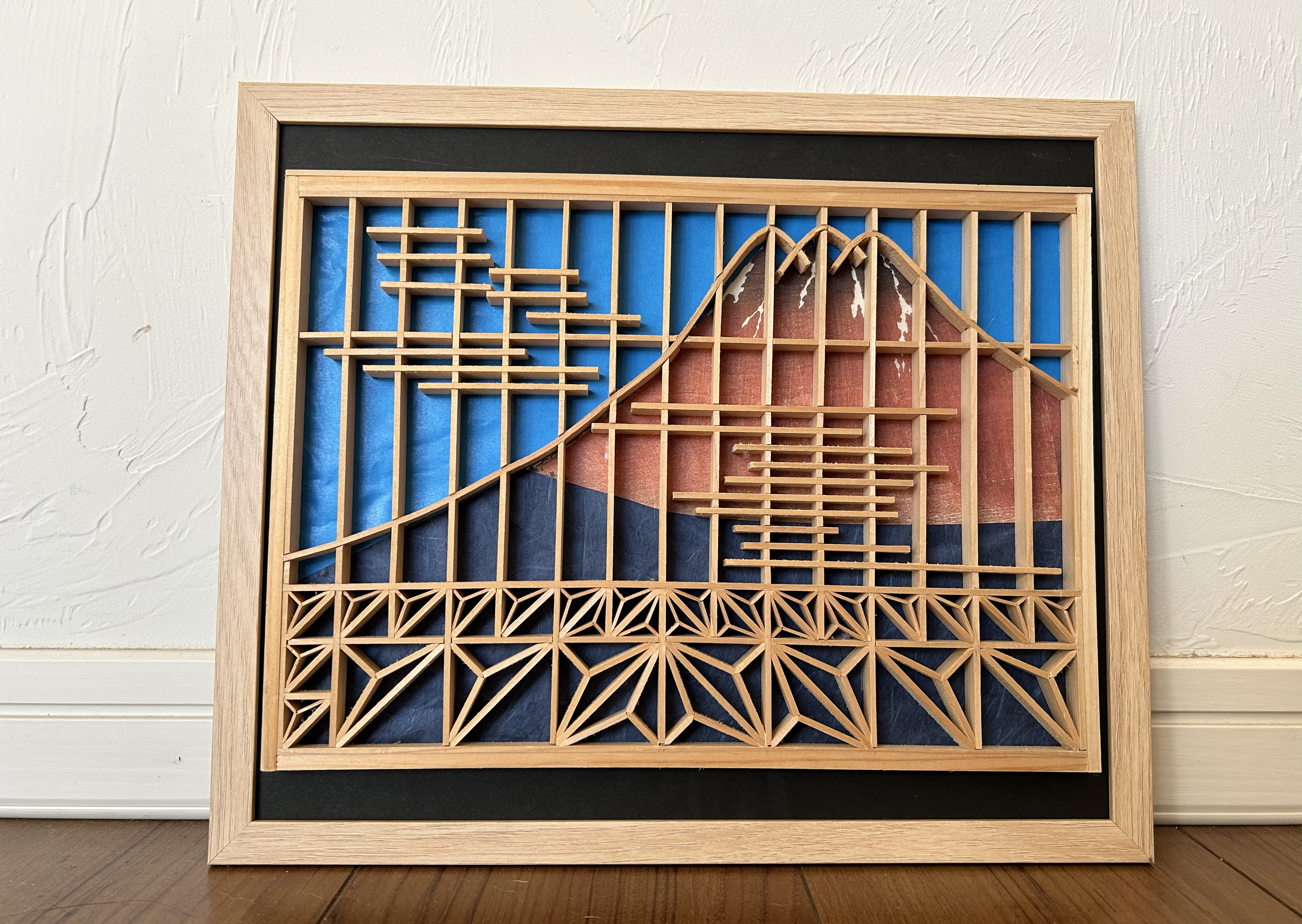 組子細工 組子 透かし模様 衝立 富士山 日本 伝統 パーテーション
