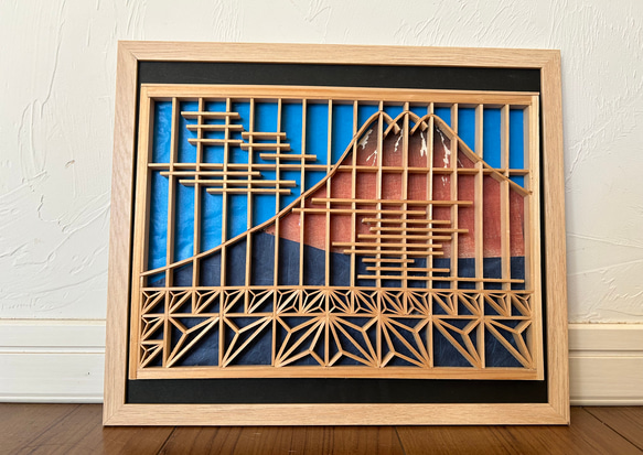 組子 組子細工 富士山 衝立 建具職人 日本 伝統 オブジェ アート 飾り物 組子 組子細工 富士山 衝立 建具職人 日本 伝統 オブジェ アート