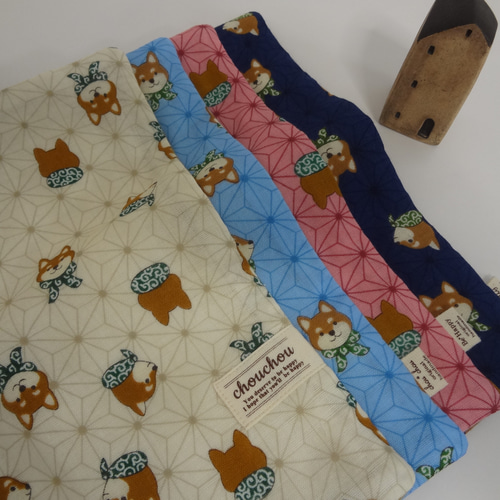 大きめ*柴犬*やわらかガーゼハンカチ4枚セット ハンカチ・手ぬぐい  