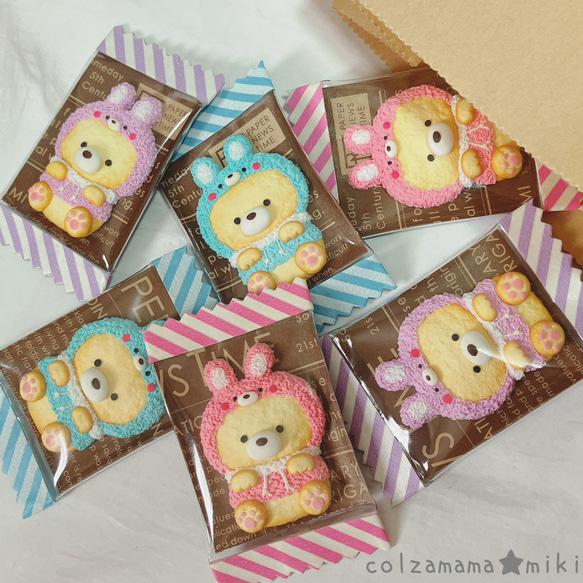 くまさんクッキー♡うさぎパーカー　スイーツ　ケーキ　フェイクスイーツ ミニチュア　バックチャーム　Cookie 9枚目の画像