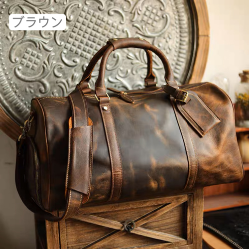大容量旅行バッグ 2wayショルダーバッグ 荷物袋 牛革 ヴィンテージ 底