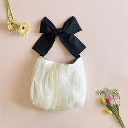 【受注生産】〈3way〉ribbon tote bag （エクリュ） 1枚目の画像