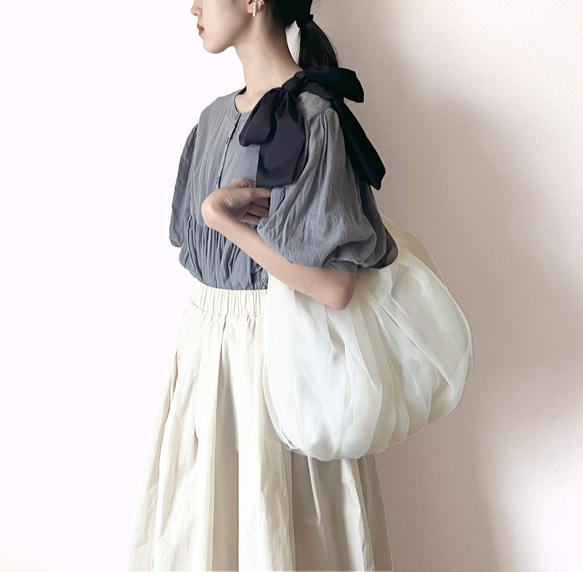 【受注生産】〈3way〉ribbon tote bag （エクリュ） 5枚目の画像