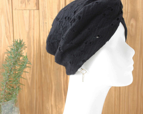 穴あきwoolニット 幅広ヘアバンド / ターバン ヘアバンド・ターバン