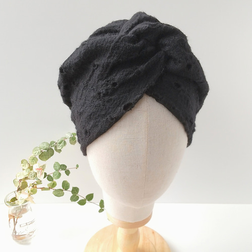 ぱむ　穴あきwoolニット  幅広ヘアバンド / ターバン 穴あきwoolニット 幅広ヘアバンド / ターバン ヘアバンド