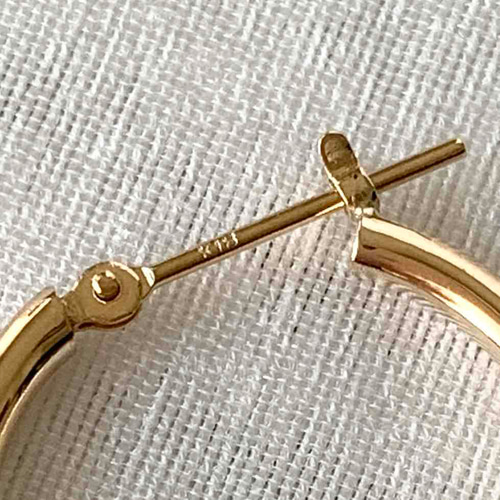 地金＊18金【2×20mm/甲丸フープピアス】イエローゴールドK18刻印入新品♪ 地金＊18金【2×20mm 定番フープピアス】イエローゴールド 刻印入