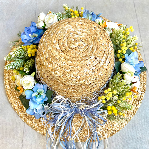 No.wreath-15540/麦わら帽子のリース) 24-(2) 53x36cm/アーティ