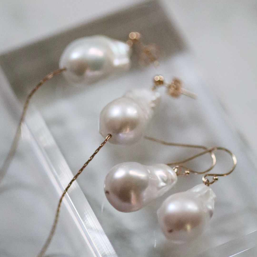 オイスターパールのピアス　  淡水パール バロック 選べる 14kgf 金属アレルギー対応 プレゼント ウェディング