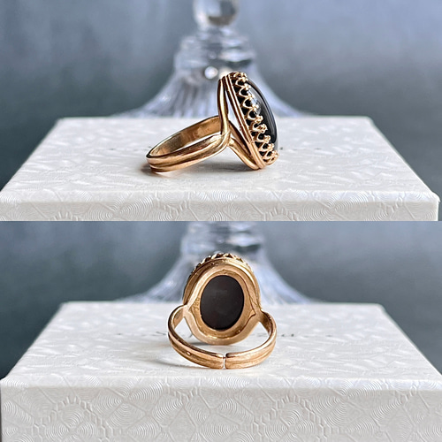 真鍮☆大粒☆レインボーオブシディアン☆10〜16号フリーサイズ☆16