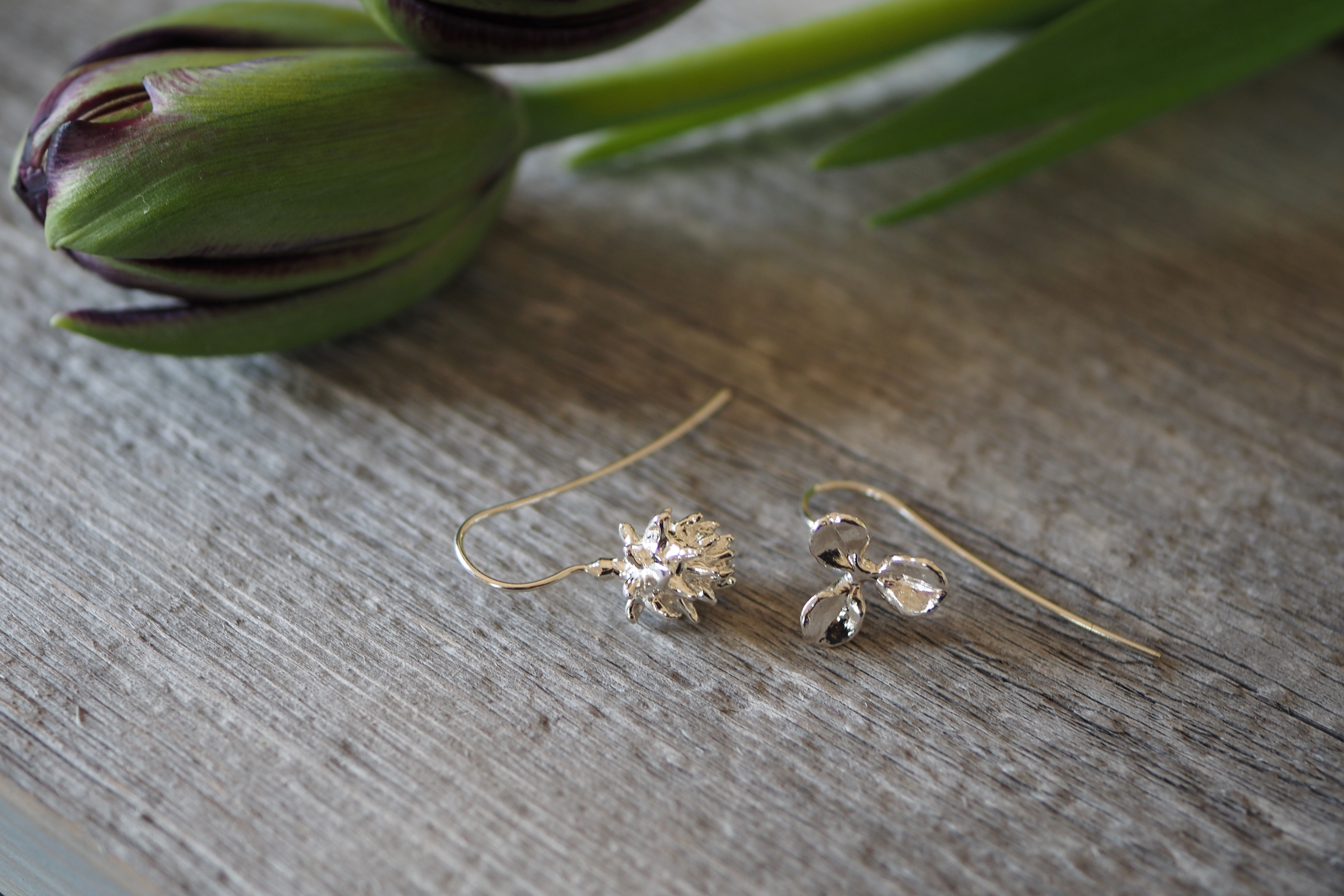 silver925　シロツメクサのピアス