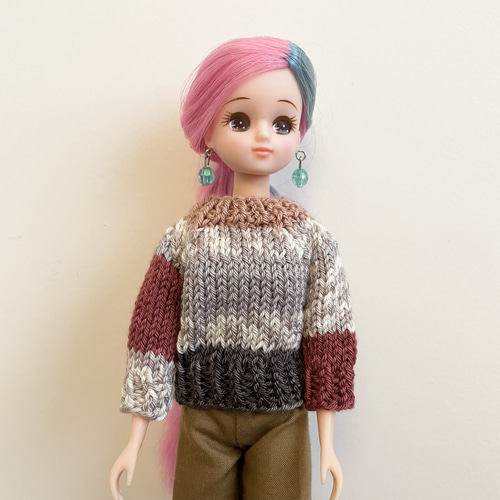 ドールハウス+ブライス.リカちゃん*ハンドメイド*ガーデンのみ SALE リカちゃん ブライス 22cmドール 手編み ソックヤーン セーター 1