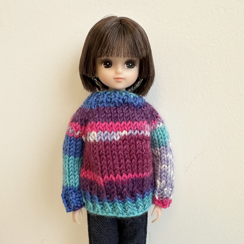 SALE リカちゃん ブライス 22cmドール 手編み ソックヤーン セーター 1