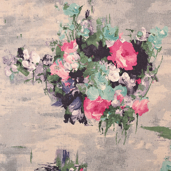 新商品！『YUWA water surface of flowers 綿麻キャンバス　グレー』～50㎝単位でカット～ 6枚目の画像