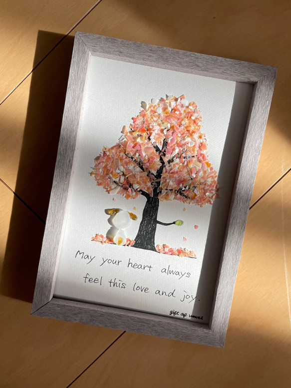 シーグラス 桜の木 新春 ツリー 愛犬 桜 春 シーグラスアート