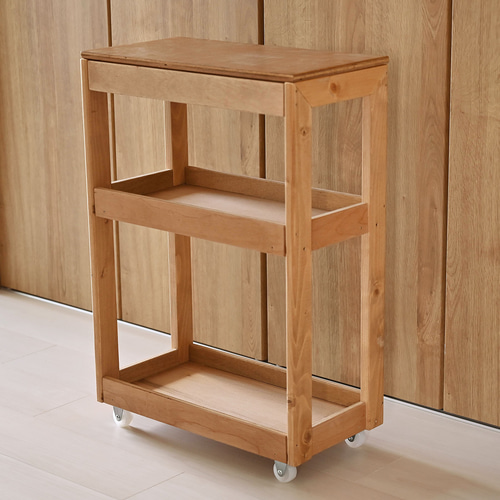 木製キャスター付きラック2段 カセットガス18本 2リットル8本収納