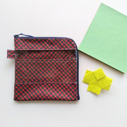 仕切付きA6 L字ファスナークリアポーチ ファミリアチェック♡ ポーチ