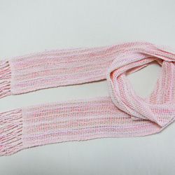 桜色の手織りコットンストール 7枚目の画像