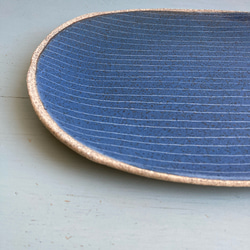 細線楕円皿(藍色×土色) 4枚目の画像