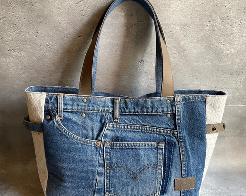 デニムリメイクバッグ＊Chez Denim シェデニム Lサイズ② ハンドバッグ