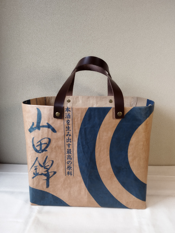 一閑張り風☆柿渋☆米袋バッグ☆ エコバッグ・サブバッグ りんご