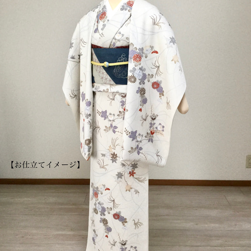 袷くりーむ色花模様自分サイズ