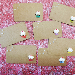 【ミニカード·カップケーキ】紙刺繍メッセージカードミニ　　5枚セット 1枚目の画像
