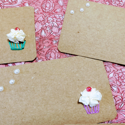 【ミニカード·カップケーキ】紙刺繍メッセージカードミニ　　5枚セット 2枚目の画像