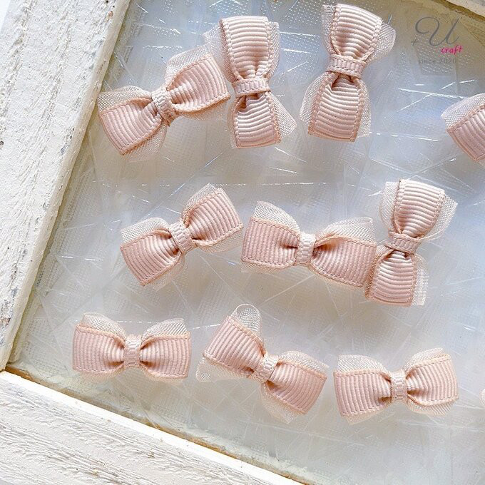 230【パーツ/10ヶ】グログラン×オーガンジーリボン/ベージュ