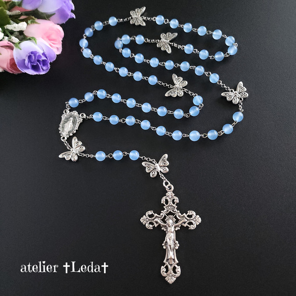 ☆シーブルーカルセドニー ロザリオ☆ ~Sea Blue Chalcedony~ ☆シーブルーカルセドニー ロザリオ☆ ~sea blue chalcedony