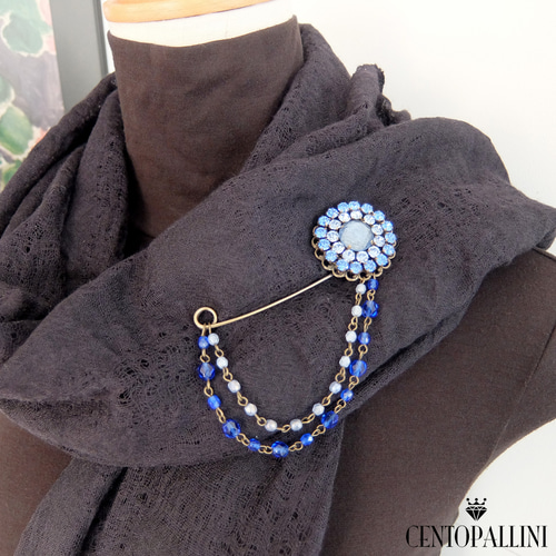 バーバリーズ［ピンブローチ］ラインストーン　パール　チェーン　ヴィンテージ バーバリーズ［ピンブローチ］ラインストーン パール チェーン