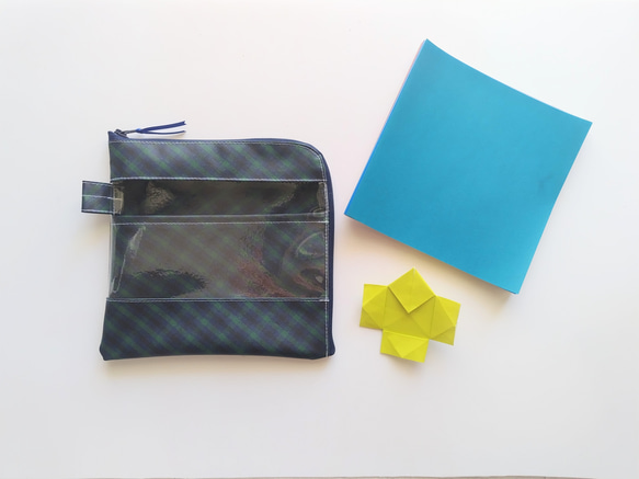 折り紙ポーチ L字ファスナークリアポーチ ファミリアチェック♡ お受験