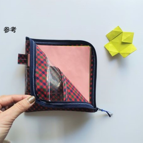 折り紙ポーチ L字ファスナークリアポーチ ファミリアチェック