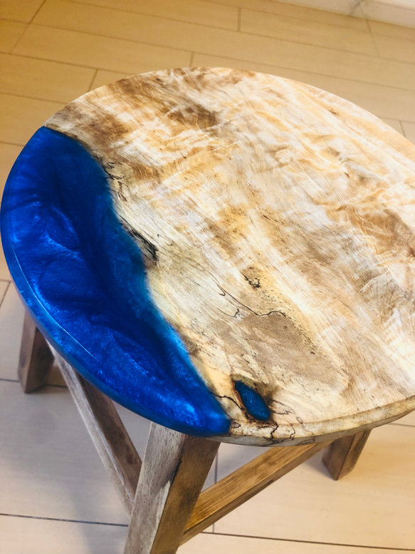 スツール　栃の木　レジン　チェア　観葉植物 