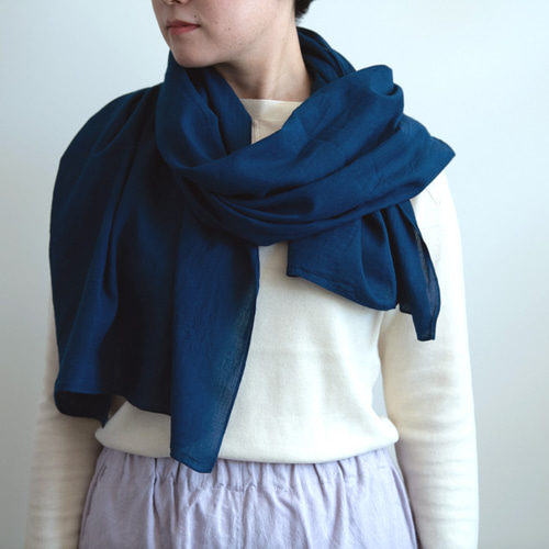 藍染 カルゼ大判ストール【Organic Cotton】 ストール COCOCOCO 通販