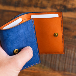 三つ折り財布  [ イタリアンレザーコバルト ] ミニ財布 コンパクトウォレット 5枚目の画像