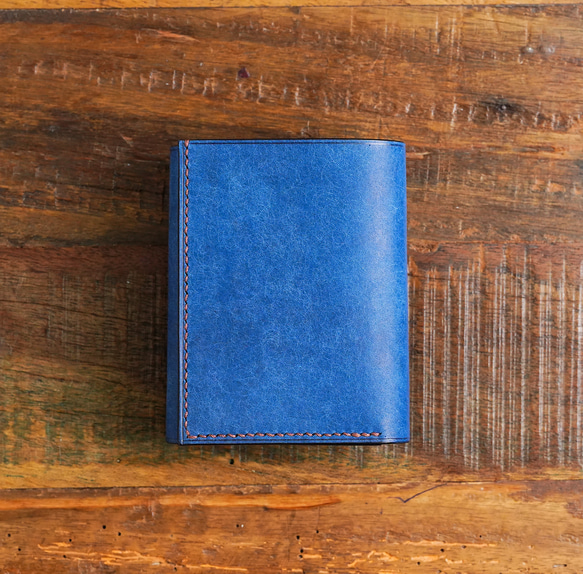三つ折り財布  [ イタリアンレザーコバルト ] ミニ財布 コンパクトウォレット 4枚目の画像