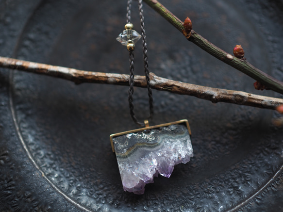 amethyst brass necklace (utsurai) 5枚目の画像